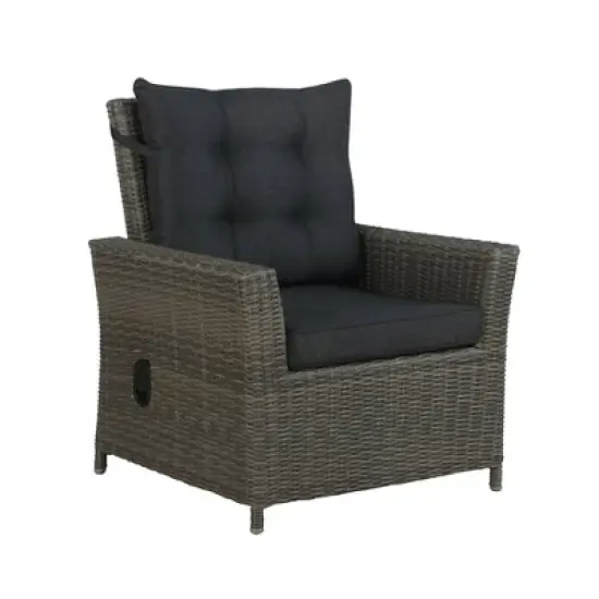 2pc Asti Wicker Outdoor Recliner & 15" Ottoman Patio Seating Set - Gray - Alaterre Furniture image {3}