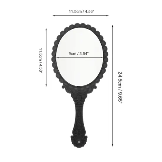 Unique Bargains Flower Pattern Handheld Mirror 1 Pc image {1}