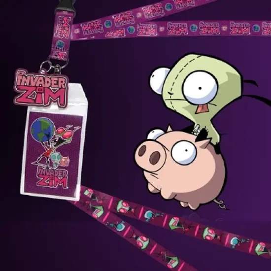 Invader Zim and Gir ID Badge Holder Lanyard w/ 2" Logo Rubber Pendant image {5}