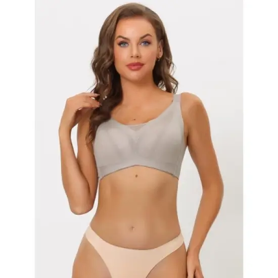 Allegra K Women's Adjustable Straps Full Coverage Mesh Underwire Minimizer Bra image {3}