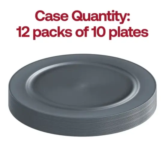 Smarty Had A Party 10" Charcoal Gray Plastic Dinner Plates - 120 pcs image {3}