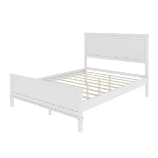 Full/Queen/King Size Platform Bed Frame with Headboard and Wood Slat Support, White/Brown-ModernLuxe image {4}