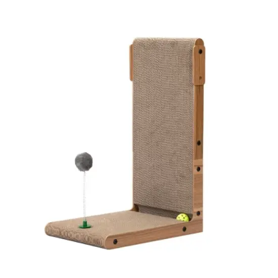 Lyngins Cat Scratching Board for Small to Large Cat,Cat Scratching Pad with Bell and Built-in Toy,Cat Scratchers for Indoor Cats,Brown image {1}