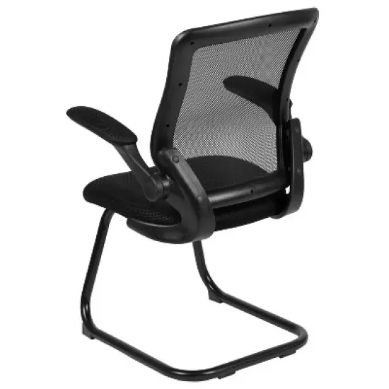 Flash Furniture Black Mesh Sled Base Side Reception Chair with Flip-Up Arms image {10}