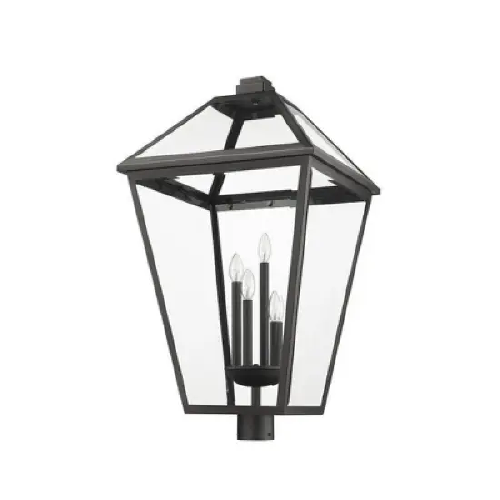 Talbot Outdoor Pendant Light - Black Iron, 4 Bulbs, Dimmable, Wet Rated, 19.5" x 34.25" image {2}