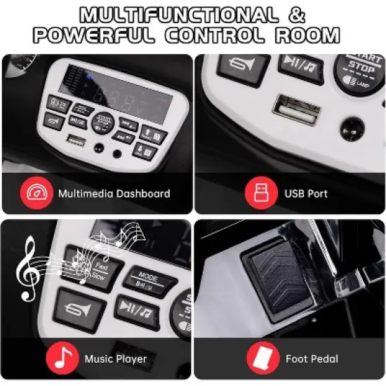 2-Seater 12V Ride-On Truck for Kids, Electric Battery Powered Car with Parental Remote Control, Safety Belt, All-Terrain Jeeps for Boys Girls image {3}