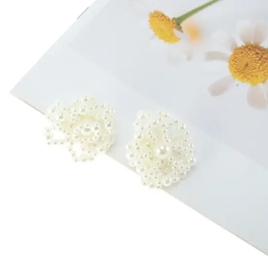 Unique Bargains Faux Pearl Bow Style 6 Shoelace Charms White 1 Pair image {4}