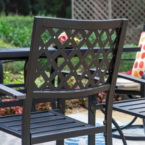 5pc Patio Set with Faux Wood Table & Metal Chairs - Captiva Designs image {7}