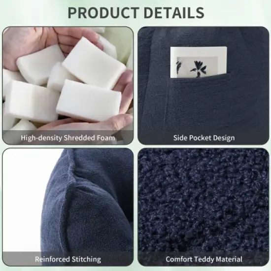 Pamapic Oversized Teddy Fabric Bean Bag Chair, Foam Filled Double Seater for Living Room image {3}