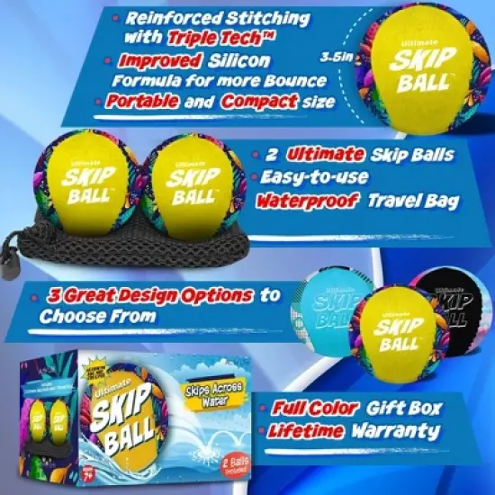 Activ Life 2 Pack Water Skip Balls, Summer Gifts for Kids and Family Beach Games, Ages 7-14 Year Old - Yellow Jungle image {2}