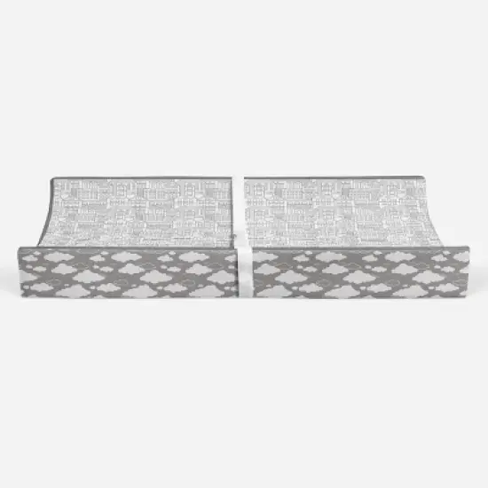 Bacati - Clouds in the City Gray Cityscape Quilted Changing Pad Cover image {5}