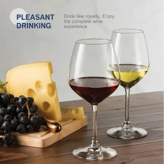 Bormioli Rocco 18oz Red Wineglasses, Crystal Clear Star Glass, Laser Cut Rim, Elegant Party Drinking Glassware, Restaurant Quality, Set of 8 image {6}