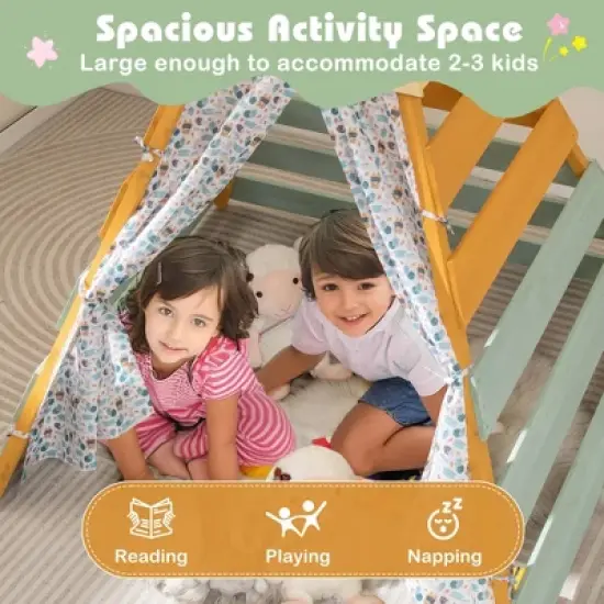 Costway Kids  Tent with Machine Washable Flags & Door Curtains Detachable Chalkboard image {5}