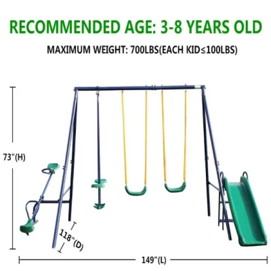 Dexmalle Metal Swing Set w/ Slide image {9}