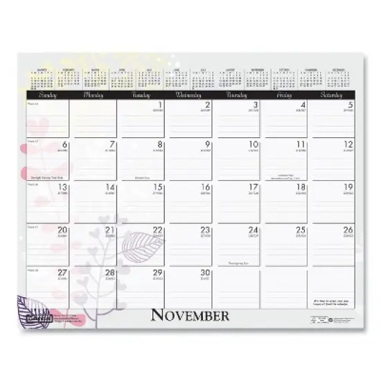 Recycled Wild Flower Wall Calendar, Wild Flowers Artwork, 15 x 12, White/Multicolor Sheets, 12-Month (Jan to Dec): 2026 image {2}