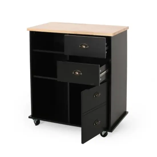 Provence Contemporary Kitchen Cart with Wheels - Christopher Knight Home image {2}