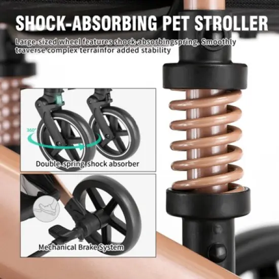 EchoSmile Black Lightweight Folding Pet Stroller with Detachable Carrier image {3}