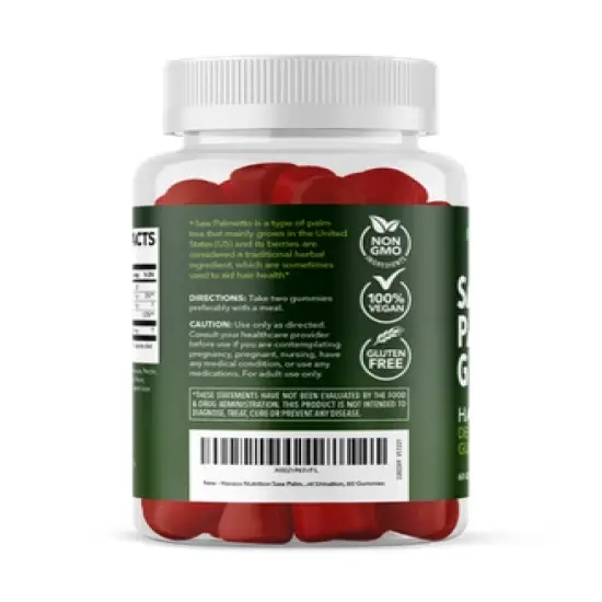 Saw Palmetto Gummies, Raspberry Flavored, Havasu Nutrition, 60 or 120ct image {3}