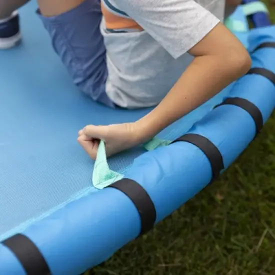 HearthSong 8-Foot WonderWave Outdoor Rocking Seesaw with Handles, Padded Frame, and Quick-Dry Mat image {3}