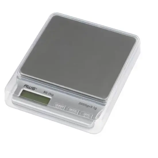 American Weigh Scales SC Series Stainless Steel High Precision Digital Back-lit LCD Display Food Pocket Scale 2KG x 0.1g image {2}