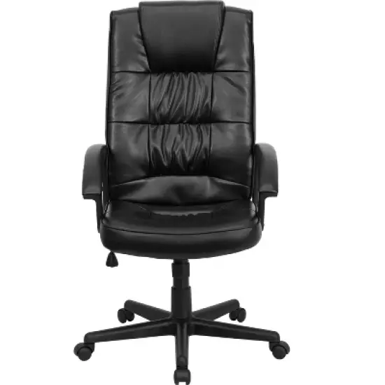 Flash Furniture Nora High Back Black LeatherSoft Executive Swivel Office Chair with Arms image {4}