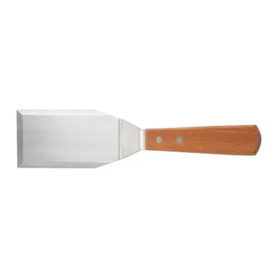 Winco Solid Turner with Offset, Wooden Handle, 5.13" x 2.88" Blade - Pack of 3 image {2}
