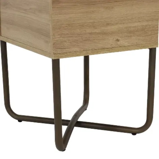 Sunnydaze Indoor Industrial-Style Nightstand with Open Shelf - MDP - Brown image {5}