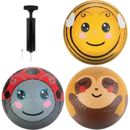 Animal Playground Balls 8.5" (3 Pack) W Pump- Great for Dodge Ball, Kickball, Indoor Outdoor Games Accessories, School Supplies-Perfect for Springtime image {5}