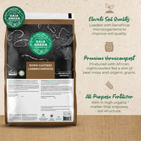 GAIA GREEN 30 Liters All-Purpose Worm Castings Powder for Improved Soil Quality, Recommended for Household Plants, Urban Gardens, Lawns & Greenhouses image {1}