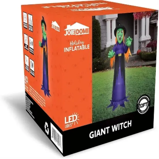 Joyfy 12 FT Tall Halloween Inflatable Witch with Built-in LED for Outdoor Decoration, Halloween Indoor Yard, Garden, Lawn Holiday Party Decoration image {8}