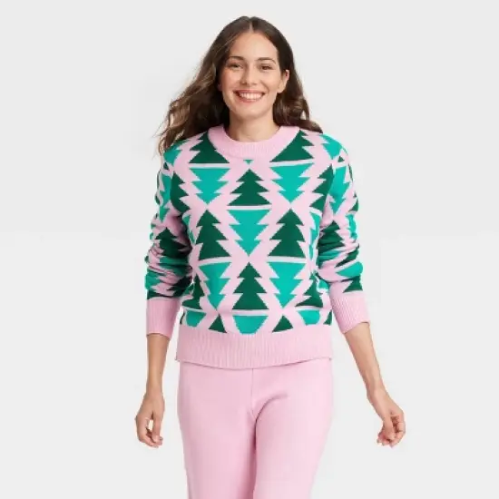 Women's Christmas Trees Graphic Sweater image {4}