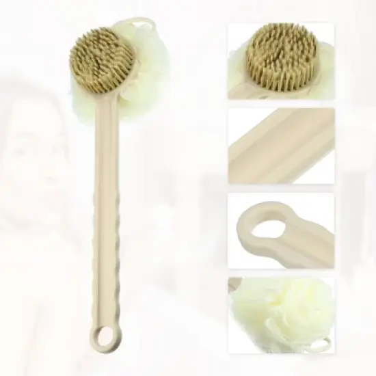 Unique Bargains Double Side Long Handle Bath Brush 15.35"x4.72"x4.13" 1 Pc image {2}