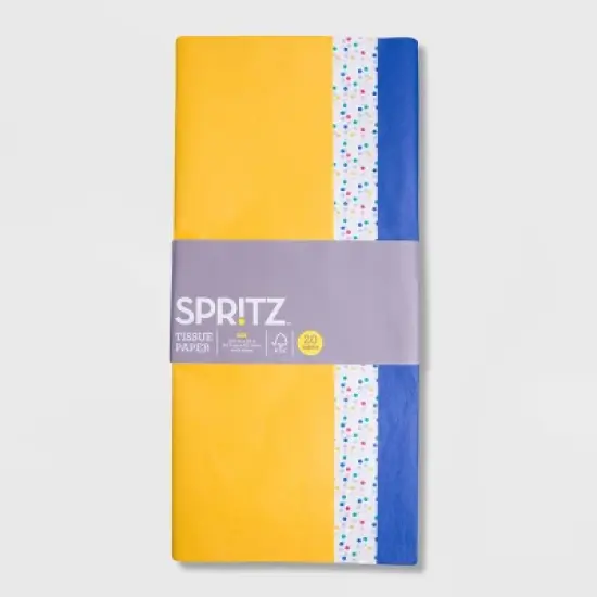 20ct Tissue Paper Blue/Yellow/Multi Dot Print - Spritz&trade;: Multicolor Gift Packaging for All Occasions, Easter, Classic Patterns image {1}