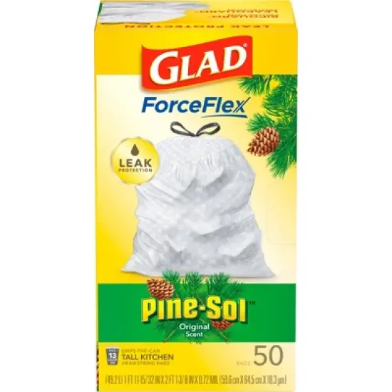 Glad ForceFlex Drawstring Trash Bags - Pinesol - 13 Gallon - 50ct image {2}