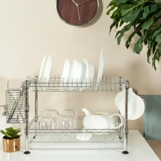 Darina Adjustable Dish Rack - HAC1000 - Chrome - Safavieh image {1}