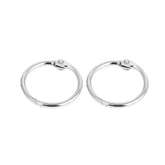 Unique Bargains Metal Hinged Book Memo Binder Loose Leaf Ring Silver Tone 30 Pcs 0.8" Inner Dia image {2}