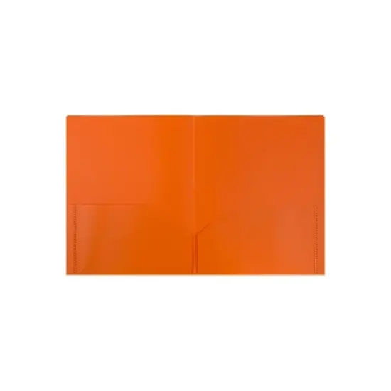 JAM Paper Plastic Two-Pocket School POP Folders Orange Bulk 96/Pack 382EORB image {1}
