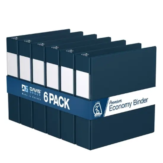 Premium Economy 2" Angle D Ring Binder 6pk Navy Blue 2": Davis Group, Office Supplies, 475 Sheet Capacity, Hard Cover image {8}