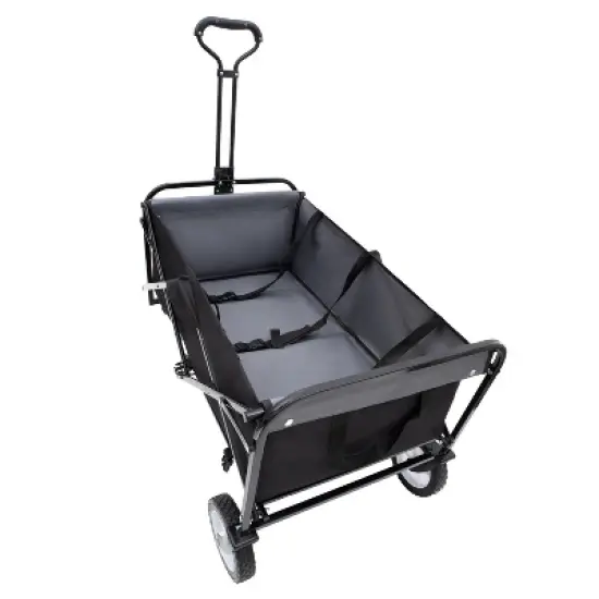 UBSSO Collapsible Utility Wagon Cart with All-Terrain Wheels & Strapping System, 360lbs Capacity, Black image {1}