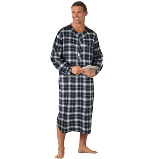 KingSize Men's Big & Tall Plaid Flannel Nightshirt Pajamas image {8}