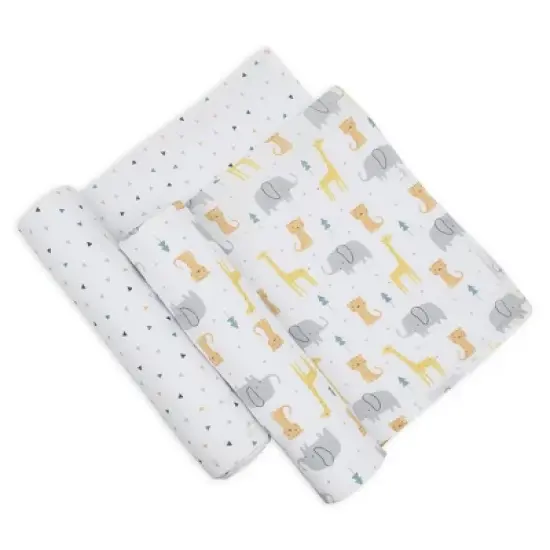 Living Textiles|2pk Muslin Swaddle Blankets - Animal Parade image {1}
