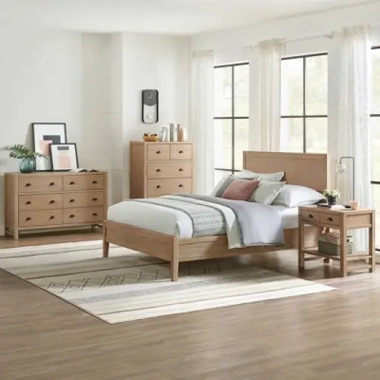 Arden 2 Drawer Wood Nightstand with Open Shelf Light Driftwood - Alaterre Furniture image {8}