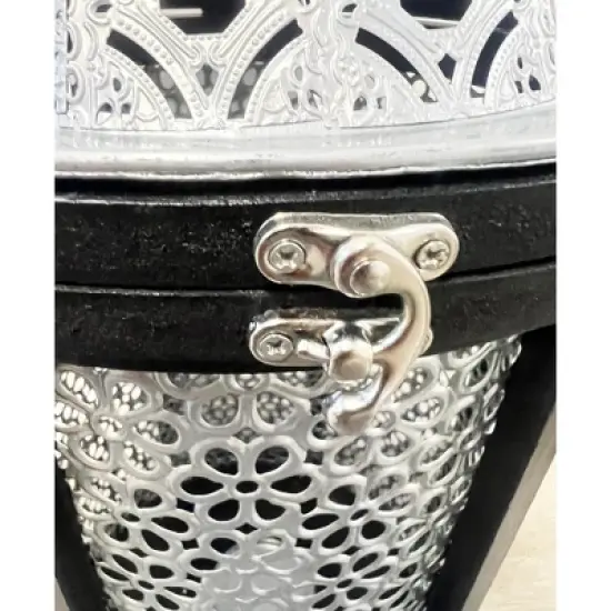 Essential Decor & Beyond 2pcs Set Black and White Wood and Metal Lanterns image {4}