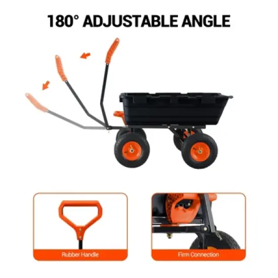 Garden Dump Cart,800lbs Heavy Duty Yard Dump Garden Cart, Steel Frame for Garden,Lawn,Barn,Farm image {4}
