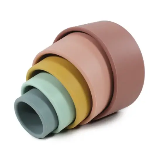 Hudson Baby Infant and Toddler Silicone Toy Stacking Cups, Multicolor, One Size image {1}