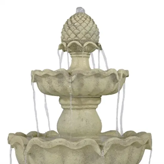 Sunnydaze 51"H Electric Polyresin and Fiberglass 3-Tier Pineapple Top Outdoor Water Fountain image {8}