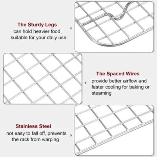 Unique Bargains 304 Stainless Steel Cooling Baking BBQ Grill Net 2 Pcs image {3}