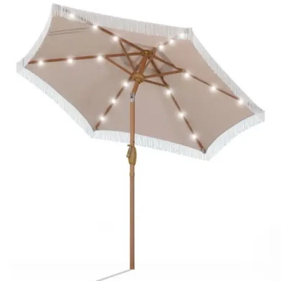 Ainfox 7.5ft Outdoor Tassel Umbrella With Lights image {5}