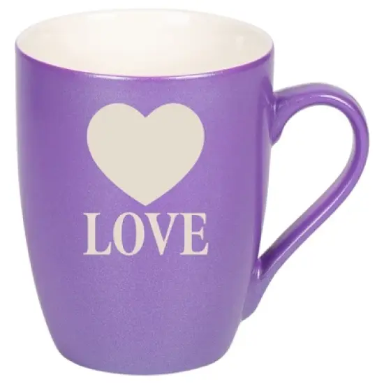 100 North Heart 10 Ounce Passion Purple Metallic Finish, Comfortably Fits Your Hands, New Bone China Coffee Tea Cup Mug, Love image {1}
