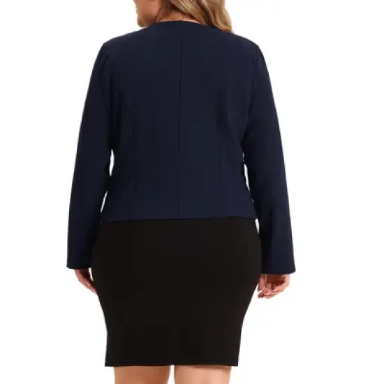 Agnes Orinda Women's Plus Size Work Office Zip Lapel Jacket Blazers image {3}